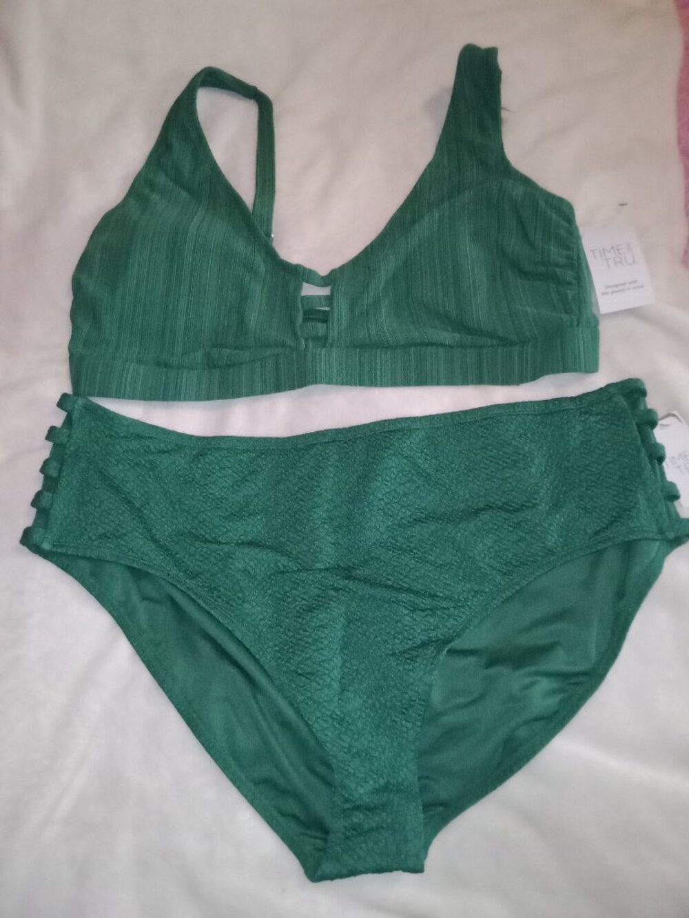 Time and Tru Green Bikini Women's Plus Size 3X(24W-26W)